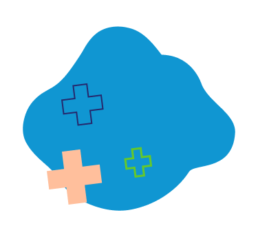 Blue Blob with Colored Crosses